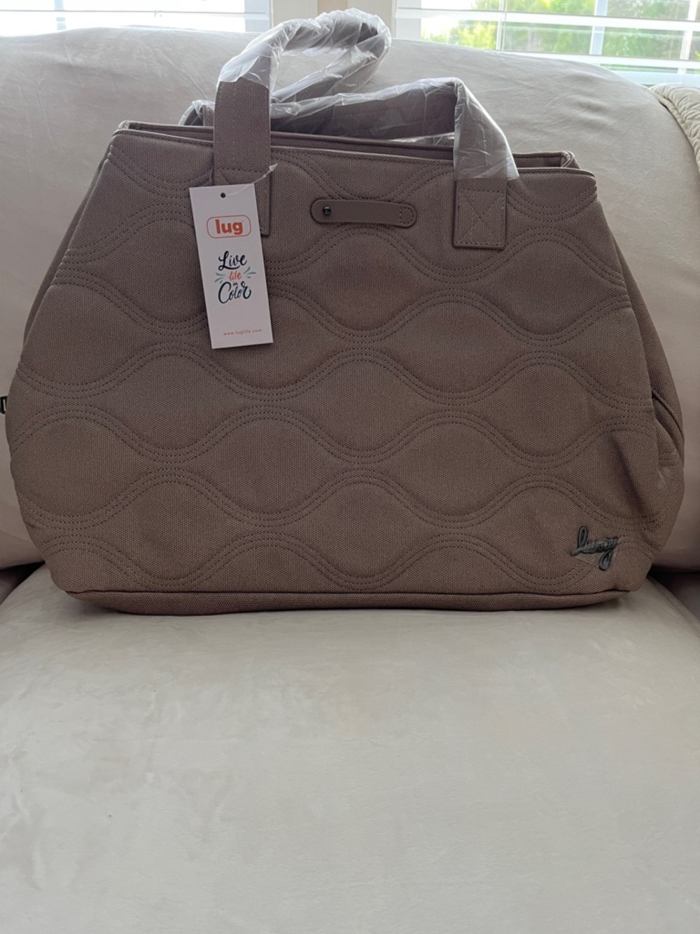 LUG - Tempo Matte Luxe Vegan Leather Tote - Color: Sand